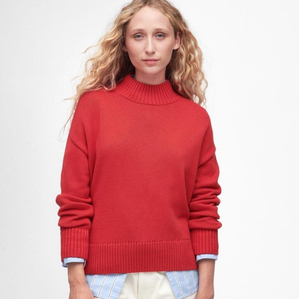 NWT Barbour Sandy Knit Sweater Blaze Red Size 6